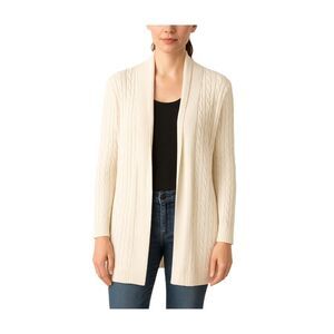 Classic Elements size 22 cable knit open cardigan. Light cream in color.